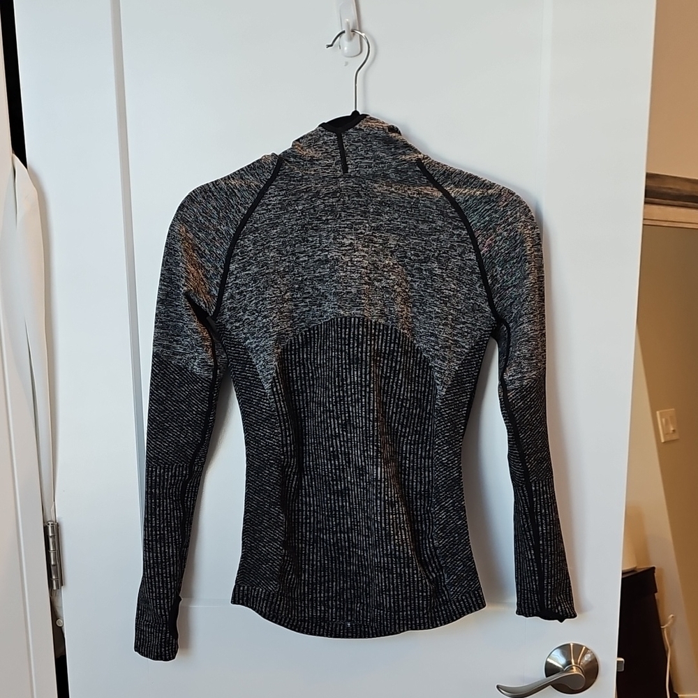 Gray and Black Long-Sleeve Athletic Top